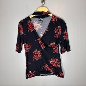 TMG faux wrap floral collared blouse